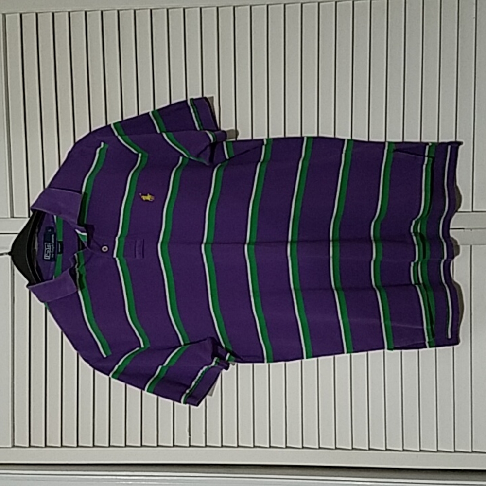 POLO Ralph Lauren Vntg. Stripe Short Sleeve 2 Button Polo Shirt!